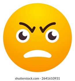 Angry face emoji with frowning mouth and furrowed brows. Furious, irritated, frustrated, upset, or enraged expression