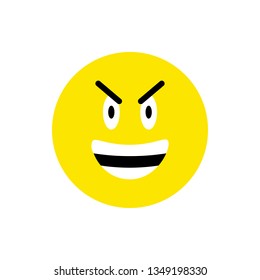 Angry face Emoji icon flat style. Cute Emoticon round symbol. Angry, devil and Sarcastic Face. For mobile keyboard app, messenger. Expressive cartoon avatar on white background. Vector illustration