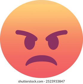 Ícone de emoji de rosto irritado. Cores modernas, elemento popular que transmite forte raiva ou irritação, frequentemente usadas nas mídias sociais. Emoticon, elemento isolado.