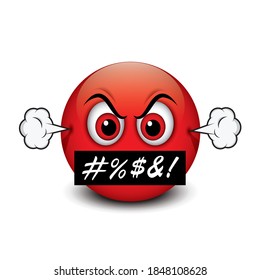 Angry Face Emoji Swearing Isolated On White Emoticon Obscene Language Vector Illustration