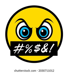 Angry face emoji swearing Isolated on white emoticon Obscene language Vector illustration