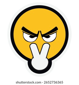 angry face emoji with two fingers in the front of face vector illustrator