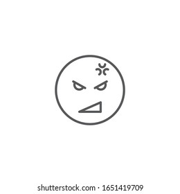 Símbolo de icono del vector emoji facial enojado aislado en fondo blanco