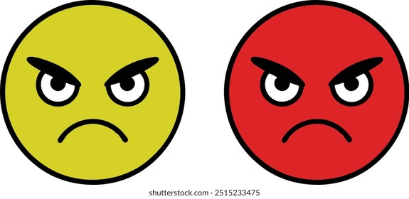 Angry Face Emoji Vector Icon Illustration on white Background.