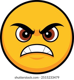 Angry Face Emoji Vector Icon Illustration on white Background.