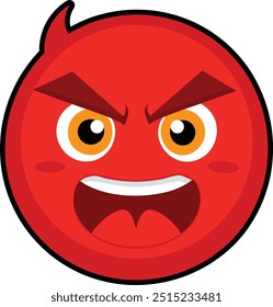 Angry Face Emoji Vector Icon Illustration on white Background.