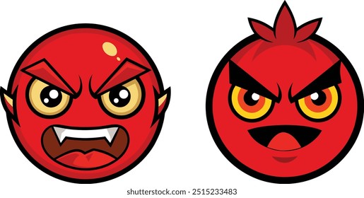 Angry Face Emoji Vector Icon Illustration on white Background.