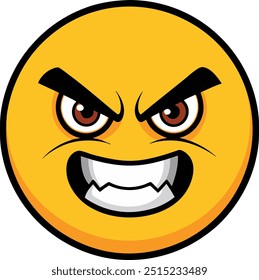 Angry Face Emoji Vector Icon Illustration on white Background.