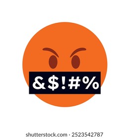 Angry face emoji vector illustration red