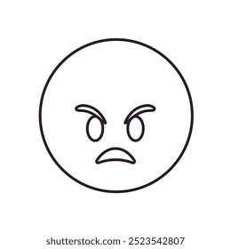 Angry face emoji vector illustration red