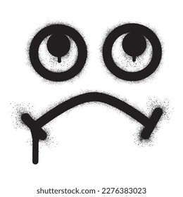 Angry face emoticon graffiti with black spray paint