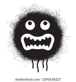 Angry face emoticon graffiti with black spray paint