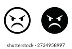 Angry face emoticon icon set