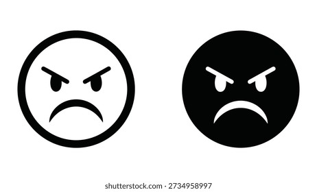 Angry face emoticon icon set