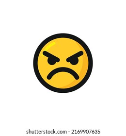 Angry face emoticon icon vector