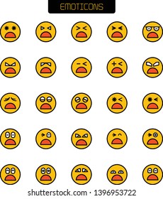 angry face emoticon icons set