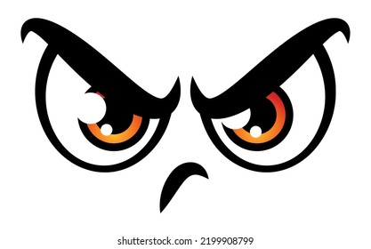 Angry Face Evil Cartoon Eyes And Mouth Vector Graphic