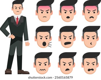 angry face expression businessman clipart illustration