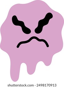 Angry face expression in funny melted emoji style