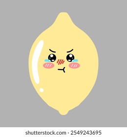 angry face expression lemon cartoon character design