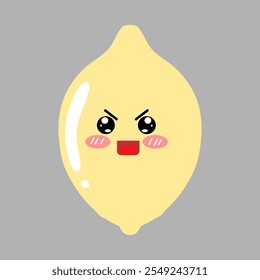 angry face expression lemon cartoon character design