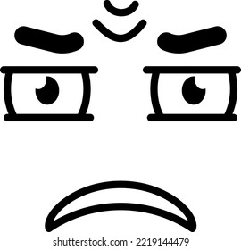 Angry face expression. Rage emotion. Grumpy doodle