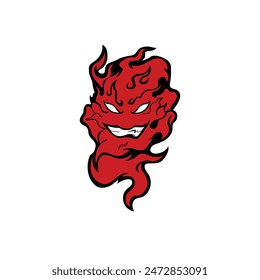 Angry face in a fire ghost. fire devil logo, fire devil tattoos and stickers tornado. Esports Logo.