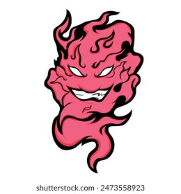 Angry face in a fire ghost. fire devil logo, fire devil tattoos and stickers tornado. Esports Logo.