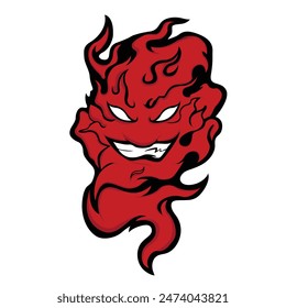 Angry face in a fire ghost. fire devil logo, fire devil tattoos and stickers tornado. Esports Logo.