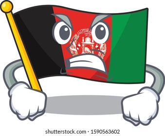 angry face flag afghanistan Scroll cartoon character design