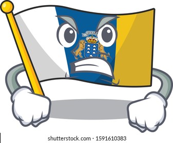 angry face flag canary island Scroll cartoon character design