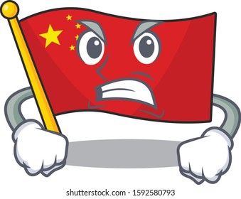 angry face flag china Scroll cartoon character design