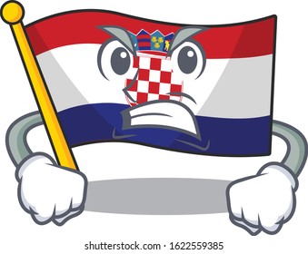 angry face flag croatia Scroll cartoon character design
