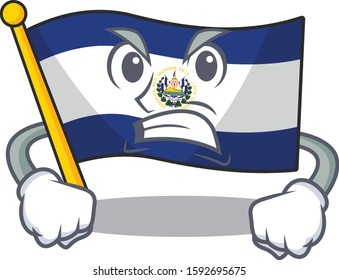 angry face flag el salvador Scroll cartoon character design