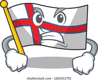 angry face flag faroe island Scroll cartoon character design