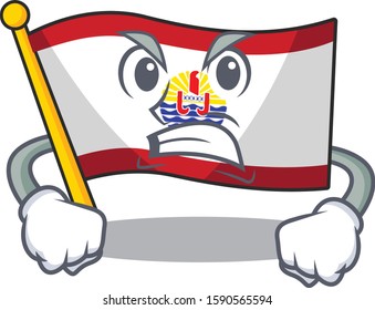 angry face flag french polynesia Scroll cartoon character design