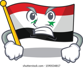 angry face flag syria Scroll cartoon character design