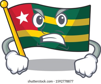 angry face flag togo Scroll cartoon character design