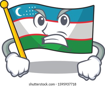 angry face flag uzbekistan Scroll cartoon character design
