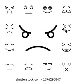 Angry, face flat vector icon in emotions pack