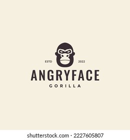 angry face gorilla hipster logo design
