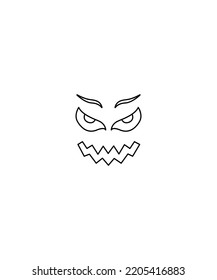 Angry face Halloween expression isolated on white. illustration of Halloween expressions. Perfect for coloring book, textiles, icon, web, painting, children's books, t-shirt print.