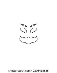 Angry face Halloween expression isolated on white. illustration of Halloween expressions. Perfect for coloring book, textiles, icon, web, painting, children's books, t-shirt print.