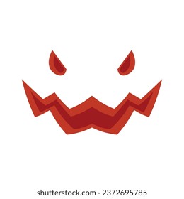 Angry face of Halloween pumpkin on white background