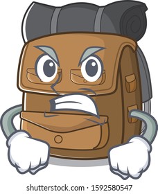 angry face hiking backpack Scroll cartoon character design
