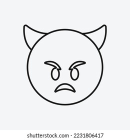 Angry face with horns icon isolated on white background. Goblin symbol modern, simple, vector, icon for website design, mobile app, ui. Vector Illustration