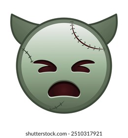 Angry face with horns Large size of zombie halloween emoji