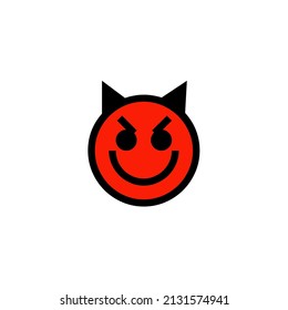 Icono de la cara enojada. Rojo de colores. Sencillo fondo blanco. vector simple.