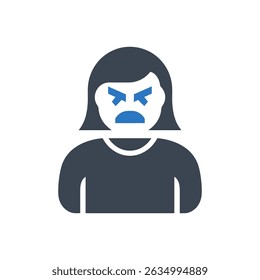 Icono de la cara enojada aislado sobre fondo blanco