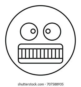 Angry face icon in outline style vector illustration for design and web isolated on white background. Emoticon vector object for label and advertising